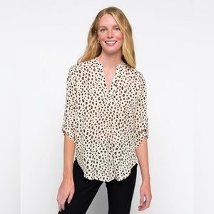 LUSH Warren Split Neck Blouse Leopard